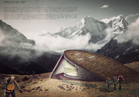 Himalayan Mountain Hut Competition Winners Hut Architecture, Ski Hut, Contemporary Architecture Design, Sustainable Projects, Sustainable Architecture Design, Hut Design, Mountain Hut, Snow Cabin, Ski Cabin