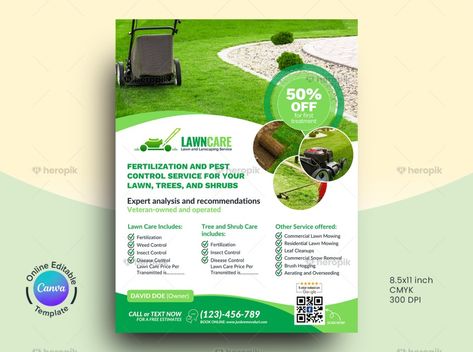 Lawn Care Services Canva Flyer Design - Heropik | Marketing Materials For Small Businesses Lawn Care Flyers, Story Banner, Service Marketing, Canva Flyer, Snow Removal, Social Media Banner, Canva Design, Canva Templates, File Format