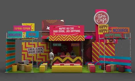 Toracafe Jacloth Festival Booth on Behance Food Festival Booth Design, Festival Food Stalls, Booth Design Outdoor, Open Booth Design, Festival Booth Design, Festival Booth Ideas, Songkran Festival Design, Festival Event Design, Exhibition Booth Design Ideas Creative