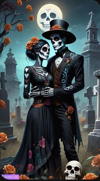 Couples Halloween Pictures, Candy Skull Costume, Halloween Imagenes, Sugar Skull Art Painting, Front Yard Decorations, Indian Chief Tattoo, 2022 Costumes, Skull Couple, Dragon Wallpaper Iphone