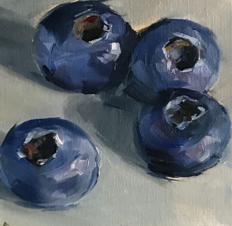 Painting Blueberries, Blueberries, Original Oil Painting, Original Oil, Oil Painting, Blue, White