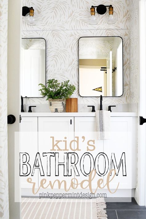 Small Bathroom Wallpaper Ideas : The OC Guest Bath Remodel Erin Gates Bathroom, Kids And Guest Bathroom Ideas, Interior Design Keywords, Modern Farmhouse Guest Bedroom, Small Bathroom Wallpaper, Farmhouse Guest Bedroom, Coastal Bathroom Design, Guest Bedroom Remodel, Farmhouse Remodel