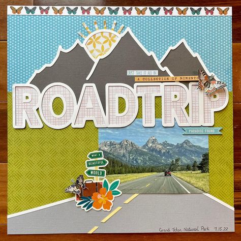 Road Trip Scrapbook, Scrapbooking Alaska, Scrapbooking Nature, Alaska Scrapbook, Scrapbooking Vacation, Travel Scrapbook Layouts, Trip Scrapbook, Travel Scrapbook Ideas, Camping Scrapbook