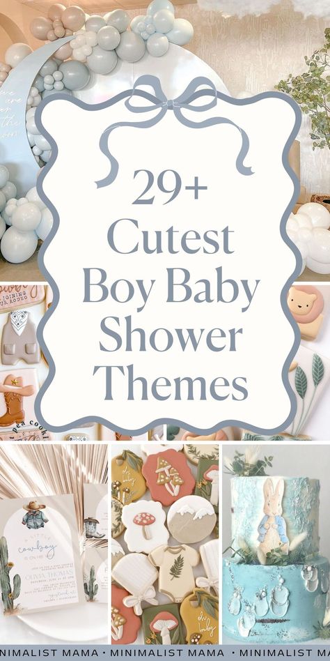 Searching through baby showers, trying to find the best baby shower themes for boys? I've scrolled through THOUSANDS of baby shower parties and *THESE* are the cutest unique baby shower themes for 2025. (SAVE these baby shower ideas for boys to your boy baby shower board / baby boy shower board for later!) June Baby Shower Themes, Summer Boy Baby Shower Ideas, Unique Boy Baby Shower Ideas Themes, Spring Baby Shower Themes For Boys, Cute Boy Baby Shower Themes, April Baby Shower Themes, Cute Baby Shower Themes, Modern Baby Shower Themes, Baby Boy Shower Themes