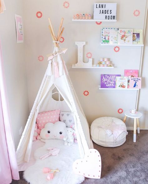 Cara & Lani Jade on Instagram: Teepee reading corner for playroom Teepee Tent, Princess Room, Toddler Rooms, Toddler Bedrooms, Toy Rooms, Big Girl Rooms, Baby Bedroom, Kids Bedroom Decor