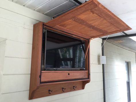 Patio Tv, Bar En Plein Air, Outdoor Tv Cabinet, Tv Enclosure, Outdoor Remodel, Bar Patio, Outdoor Tv, Patio Bar, Back Patio