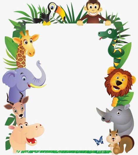 Animal Clipart Free, Cartoon Frame, Jungle Theme Birthday Party, Safari Kids, Jungle Theme Birthday, Safari Theme Birthday, Zoo Birthday, Boy Birthday Party Themes, Birthday Photo Frame