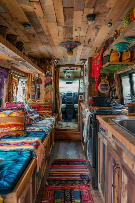 66+ Boho and Hippie Camper Van Conversions - TastyInteriors Sprinter Van Interior, Hippie Camper, Cozy Car, Mercedes Sprinter Van, Bus Home, Conversion Vans, Camper Design, Camper Diy, Airstream Interior