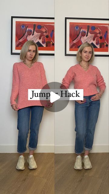 Lena | Personal stylist | Style coach on Instagram: "How to make a long sweater shorter? One of my favourite hacks that I often use with jumpers 😉 happy Friday, ladies!⠀ ⠀ Did you know about this hack? Have you used it?⠀ ⠀ #stylehack #stylehacks #stylinghack⠀ #styletip #stylingtip #stylingtipps⠀ #personalstylistlondon #officewearstyle #9to5chic #workwearstylist #businesslooks #capsulestyle #officestylefashion #workwearideas #corporatechic #officeattire #workstyle #workstyleinspiration #personalshopperlondon #businessoutfit #workwearinspo #officestyleinspiration⠀ #classychic #workwearfashion" Jumper And Jeans, Corporate Chic, Jumper Style, Style Coach, Workwear Fashion, Long Sweater, Classy Chic, Business Outfits, Office Fashion