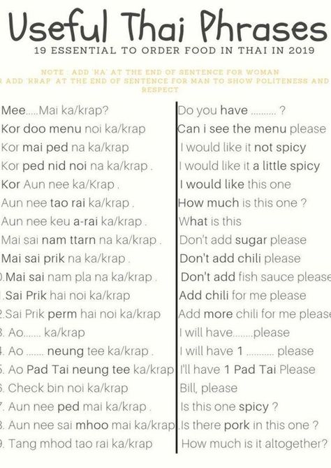 The most useful phrases while ordering food in thailand Pictures Of Fall, Thai Phrases, Food In Thailand, Krabi Island, Thailand Places, Crafts Spring, Thailand Itinerary, Penguin Crafts, Natural Waterfalls