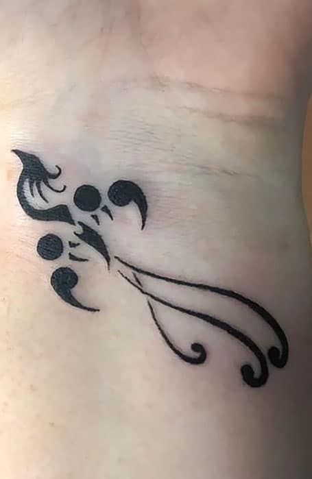 Semi Colon Tattoo, Colon Tattoo, Tattoo Side, Phoenix Tattoo Feminine, Small Phoenix Tattoos, Phönix Tattoo, Semi Colon, Phoenix Tattoo Design, Semicolon Tattoo