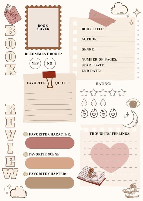 Book Reccomendations Template, Book Review Aesthetic Journal, Book Review Template Free Printable, How To Plan A Book, Book List Template, Tbr List Template, Book Review Aesthetic, Book Journal Template, Reader Journal