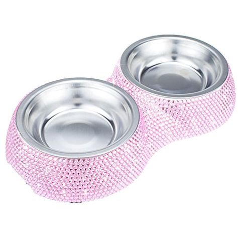 SAVORI Handmade 11 Row Bling Rhinestones Double Dog Bowl Removable Stainless Steel Pet Bowl For Puppies Small Cats (Pink) @@@ You could find out more details at the link of the image. (This is an affiliate link and I receive a commission for the sales) Pink Cat Food Bowls, Pink Puppy Stuff, Pink Dog Bowl, Pink Dog Supplies, Purse Dog, Pet Store Ideas, Heart Cats, Dog Feeding Bowls, Cats Pink