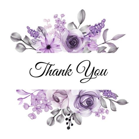 Thank You With Flowers, Thank You Purple, Floral Thank You Cards, Thank You Card, Purple Flower Wedding, Purple Save The Dates, Lila Party, Note Ideas, Purple Invitations