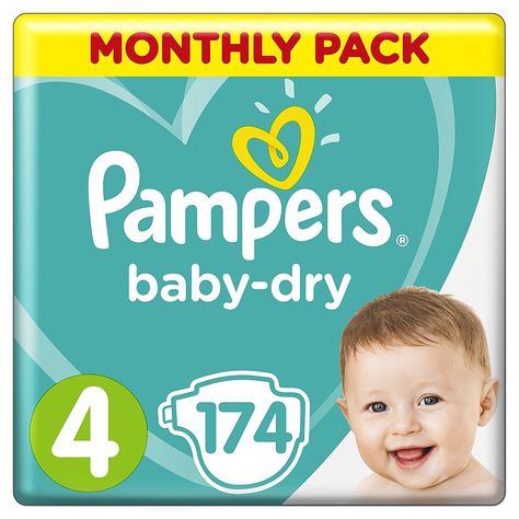 Pampers Baby-Dry Size 4, 174 Nappies, 9-14 kg, Air Channels for Breathable Dryness Overnight, Monthly Pack £15.82 (£0.09 / each) Disposable Nappies, Expecting Baby, Baby Skin, Baby Shop, New Baby Products, Baby Face, Personal Care, Van, Funny