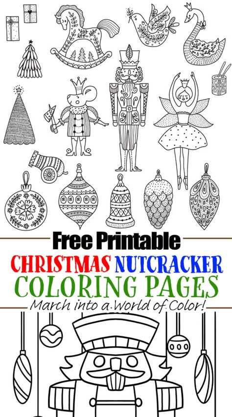 Nutcracker Coloring Pages, Easy Kid Activities, Free Christmas Coloring Pages, Play Based Learning Activities, Christmas Tale, Free Christmas Printables, Learning Ideas, Toddler Christmas, Whimsical Christmas