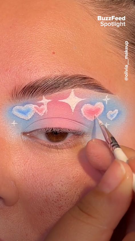 Trans Flag Makeup Looks, Trans Pride Makeup Ideas, Creative Pride Makeup, Pride Makeup Trans, Non Binary Flag Makeup, Pan Flag Makeup, Nonbinary Flag Makeup, Trans Flag Nails, Pan Pride Makeup