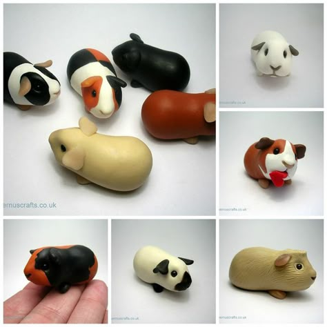 Clay guinea pigs from Quernus Crafts Clay Guinea Pigs, Polymer Clay Kunst, Crea Fimo, Polymer Clay Figures, Sculpey Clay, Tanah Liat, Polymer Clay Animals, Polymer Crafts, Cute Polymer Clay