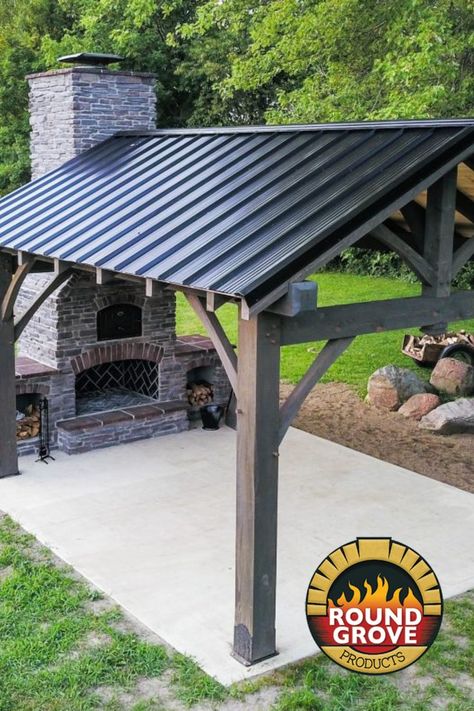 Pavillion Backyard, Outdoor Fireplace Plans, Brick Ovens, Outdoor Grill Station, Outdoor Covered Patio, Outdoor Fireplace Designs, Outdoor Fireplace Patio, Outdoor Pavilion, Backyard Fireplace