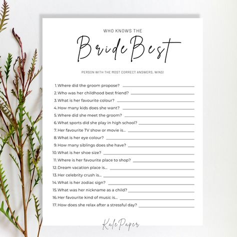 Who knows the bride best printable. Excited to share the latest addition to my #etsy shop: Who Knows The Bride Best, Bridal Shower Game, Wedding Shower games, How Well Do You Know The Bride https://etsy.me/3MmaZCX Who Knows The Bride The Best Game, Who Knows The Bride Best Questions, Who Knows The Bride Best Game, How Well Do You Know The Bride, Know The Bride Game, Love Letter To Girlfriend, Game Paper, Who Knows The Bride Best, Temple Marriage