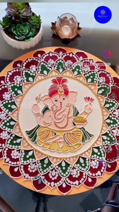 Prafulla Home Decor on Instagram: "Reserved Copyrights. Do not copy ❌ or recreate.**©️ Transformation of this beauty from start to finish ✨✨ Ganesha Lippan Wall Art with…" Buddha Lippan Art, Lippon Art, Lipan Art, Glass Painting Patterns, Circle Canvas, Animated Wallpaper, Indian Arts, Art 2024, Buddha Art Painting