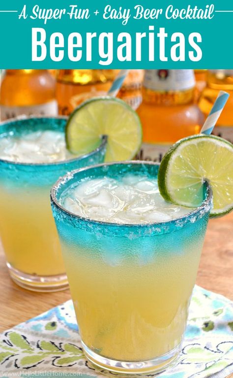 Beer Margarita Recipe, Hugo Cocktail, Beer Margaritas, Beer Margarita, Easy Alcoholic Drinks, Beer Cocktail, Party Drinks Alcohol, Summer Drink Recipes, Tequila Drinks