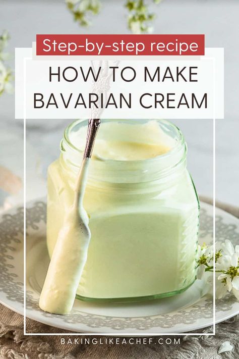 Orange Bavarian Cream, Bavarian Cream Pie Recipe, Easy Bavarian Cream Recipe, Heavy Whipping Cream Recipes, Bavarian Cream Recipe, Dutch Cake, Vanilla Custard Sauce, Creme Anglaise Recipe, Gluten Free Frosting