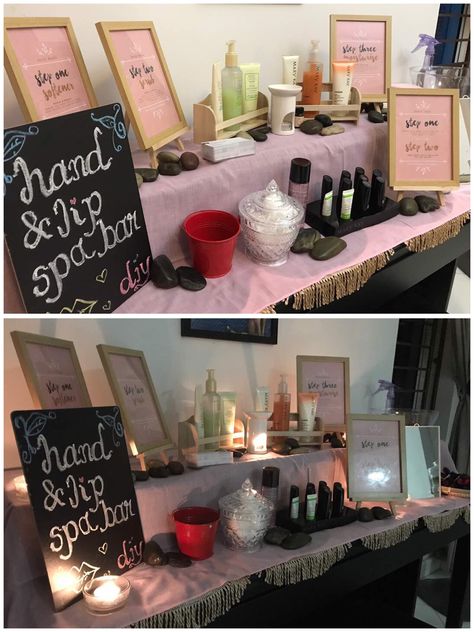 mary kay hand and lips spa. follow IG @nefeyjay twitter @nefeyjay Mary Kay Christmas Open House Display, Mary Kay Table Display, Mary Kay Party Ideas Display, Mary Kay Vendor Booth Ideas, Mary Kay Open House Ideas, Mary Kay Holiday Open House Ideas, Mary Kay Spa Party, Mary Kay Vendor Table Ideas, Mary Kay Display