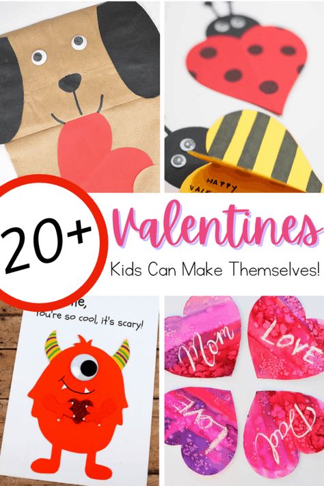 Crafty kids will love making homemade Valentine cards for their friends and loved ones. This collection has some amazing ideas for kids of all ages! Kids Valentine Cards Diy, Toddler Valentine Cards, Handmade Valentine Cards, Easy Valentine Cards, Valentine Cards To Make, School Valentine Cards, Valentines Diy Kids, Valentines Day Cards Diy, Valentine Card Crafts