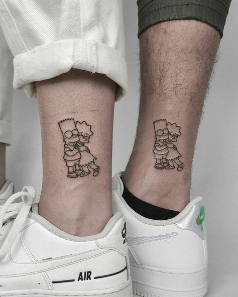 Lisa And Bart Simpson Tattoo Siblings, Bart And Lisa Tattoo Brother And Sister, Lisa And Bart Simpson Tattoo, Bro And Sis Tattoo, Bart And Lisa Tattoo, Lisa Simpson Tattoo, Tattoo Brother And Sister, Matching Tattoos Brother And Sister, Bart Simpson Tattoo