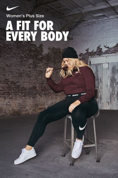 The Perfect Fit for Every Body. NikeWomen’s Plus Size styles let you move in all your favorite ways. Shop on Nike.com. Nike Plus Size Outfit, Plus Size Gym Outfits Active Wear, Gym Clothes Women Plus Size, Plus Size Athlete, Gym Leggings Plus Size, Plus Size Sportswear, Body Positive Fashion, Plus Size Tips, Plus Size Workout