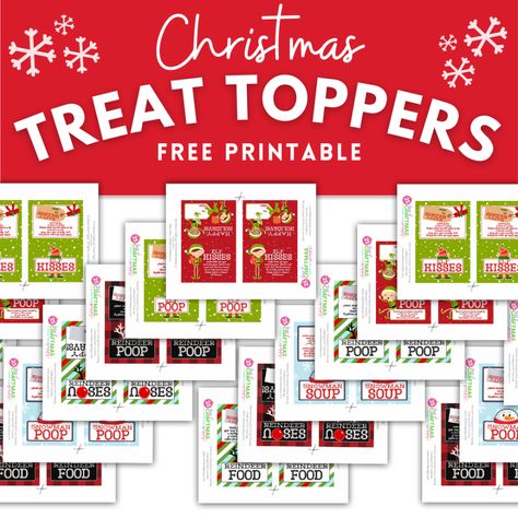 Christmas Treat Printable Bag Topper Free Printable Candy Tags, Free Christmas Treat Bag Printables, Elf Pillows Free Printable Bag Toppers, Christmas Bag Toppers Free Printables, Treats For Santa Svg, Elf Kisses Free Printable Bag Toppers, Christmas Diy Snacks, Christmas Bag Toppers, Free Printable Christmas Treat Bag Toppers