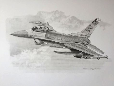 Fighter Planes Drawing, F16 Drawing, F16 Tattoo, Fighter Jet Drawing, Fighter Planes Art, Plane Drawing, F 16 Falcon, Pilots Art, Airplane Drawing