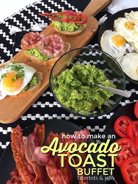 Make an Easy Avocado Toast Bar Easy Brunch Buffet, Avocado Toast Bar, Waffle Bar Ideas, Buffet Food Ideas, Easy Avocado Toast, Toast Bar, Panera Recipes, Toast Aperitif, Simple Avocado Toast