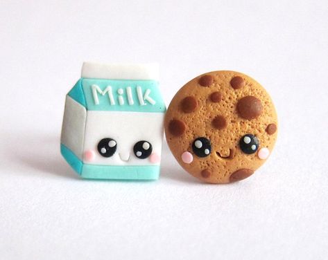 Cookie Earrings, Chat Kawaii, Bff Jewelry, Polymer Clay Kawaii, Clay Keychain, Clay Diy Projects, Food Earrings, Cute Polymer Clay, Clay Food