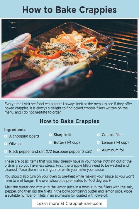 Baked Crappie Filets, Baked Crappie Recipe, Baked Crappie Recipes Oven, Crappie Recipes, Crappie Fish Recipes, Crappie Recipe, Air Fried Fish, Baked Fish Recipes, Fish N Chips