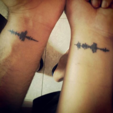 Wave sound of i love you tattoo..There are a lot of people who call you by your name..but there is only ONE PERSON who can make it sound so damn special..!!! <3 Best Couple Tattoos, Love Yourself Tattoo, Tattoos Infinity, Sound Wave, Aesthetic Tattoo, Little Tattoos, Matching Tattoos, Skin Art, Couple Tattoos