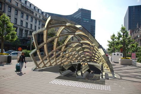 Stairs Canopy, Garage Canopies, Cool Sheds, Leuven Belgium, Basement Entrance, Subway System, Train Station Architecture, Pedestrian Crossing, Covered Walkway