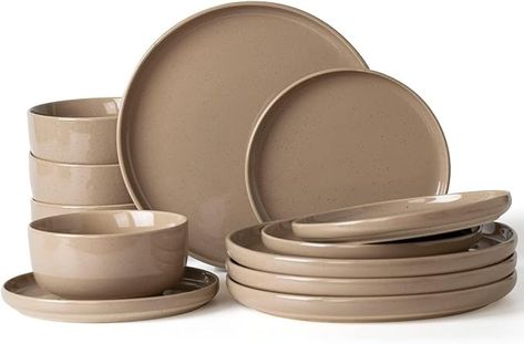 Amazon.com | Famiware Milkyway Plates and Bowls Set, 12 Pieces Dinnerware Sets, Dishes Set for 4, Cinnamon Brown: Dinnerware Sets Kitchen Plates Set, Brown Dinnerware, Oregon Life, Kitchen Plate, Plates And Bowls Set, Kitchen Wares, Cinnamon Brown, Kitchen Accessories Decor, Home Supplies