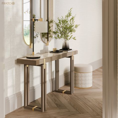 Frato Interiors, Entrance Console, Luxury Console, Console Table Styling, Console Table Design, Luxury Furniture Brands, Chic Spaces, Modern Console, Entry Table