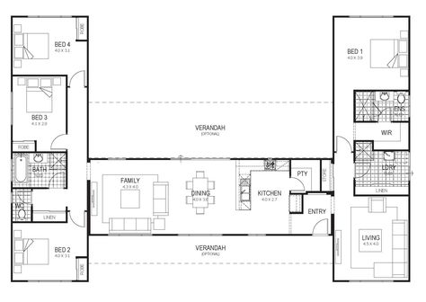 Bush Cabin, U Shaped House Plans, U Shaped Houses, Victorian House Plan, Prefab Home, Small House Layout, Shipping Container House Plans, Courtyard House Plans, Empty Nesters