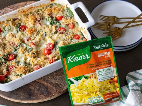 Knorr Chicken Florentine Pasta Bake Knorr Chicken Alfredo Florentine, Knorr Taste Combos, Knorr Chicken Pasta Recipes, Knorr Chicken Rice Recipes, Recipes Using Knorr Pasta Sides, Knorr Sides Recipes Main Dishes, Knorr Rice And Chicken Bake, Knorr Recipes Chicken, Knorr Pasta Sides Recipes