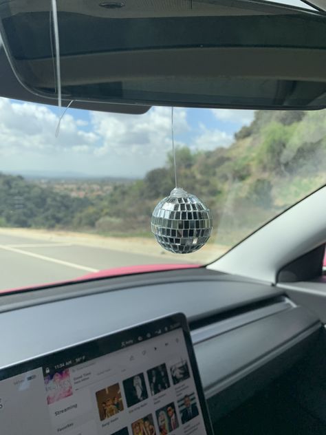 Disco Ball for Rear View Mirror, porch, bedroom, dorm or party. 1.5 Inches Please use caution while driving. Please check state laws regarding rear view mirror hangings. For hanging instructions https://vm.tiktok.com/ZMeAHnC2r/ Disco Ball Car Accessory, Disco Ball Rear View Mirror, Car Accessories Hanging From Mirror, Disco Ball In Car, Disco Ball For Car, Swiftie Car Decor, Disco Ball Car Decor, Car Disco Ball, Cool Car Decor