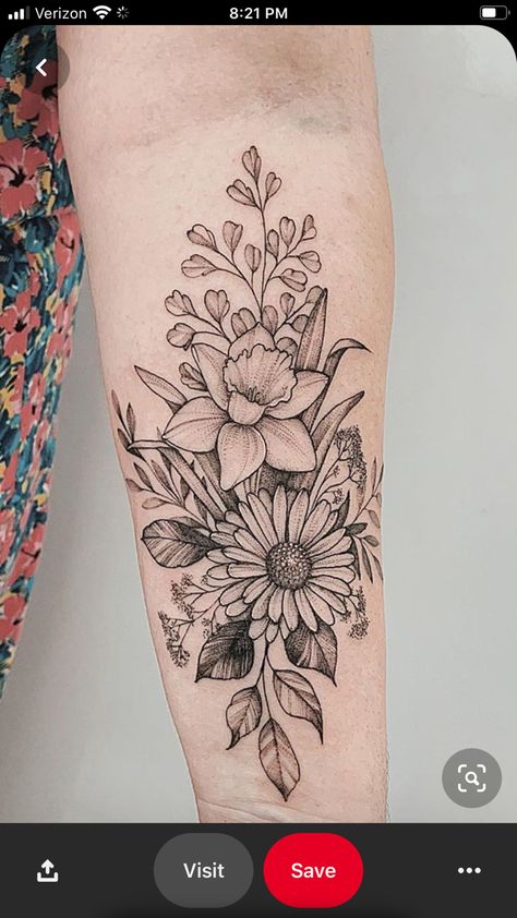 Inner Arm Tattoos, Forearm Flower Tattoo, Daffodil Tattoo, Tattoo Placements, Inner Forearm Tattoo, Small Forearm Tattoos, Tattoos Men, Forearm Tattoo Design, Floral Tattoo Sleeve