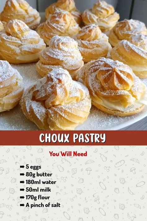 Patachou Dough Recipe, Lebanese Sweets, Lime Desserts, Facebook Recipes, French Cheese, Cheese Puffs, Dough Ingredients, Choux Pastry, Family Cookbook