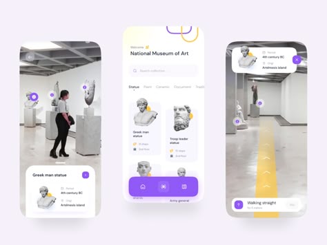 AR Museum App Design by Maulana Farhan 🐣 for Enver Studio on Dribbble Ui Ux Design Trends, Ar App, Ar Design, Ux Design Trends, Website Design Trends, Ui Design Trends, Interactive Museum, Ui Ux 디자인, Art Apps