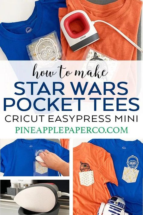 Pocket Shirt Design, Cricut Iron On Vinyl, Pocket Shirts, New Shirt Design, Pocket Tees, Star Wars Diy, Star Wars Party, Patterned Vinyl, Diy Cricut