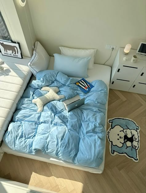 Cute Blue Bedroom, Sanrio Bedroom, Kuromi Room, Bedroom Ideas For Small Rooms Cozy, Yellow Bedroom Decor, Ideas Habitaciones, Bedroom Vibes, Makeover Bedroom, Showroom Interior Design