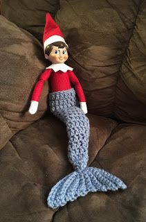 Stitchin' Momma: ELF ON SHELF MERMAID TAIL Free Mermaid Tails, Crochet Elf, Mermaid Tail Pattern, Christmas Afghan, Tail Pattern, Elf On Shelf, Crochet Mermaid Tail, Elf Sweater, Elf Fun