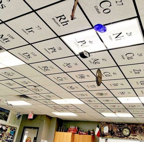 Classroom Ceiling, Science Room, Science Classroom Decorations, Chemistry Classroom, Science Decor, Biology Classroom, High School Chemistry, Teaching Chemistry, 6th Grade Science